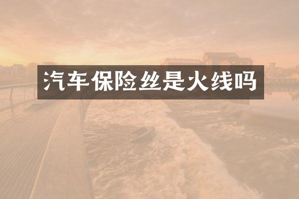 汽车保险丝是火线吗
