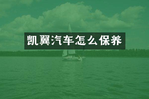 凯翼汽车怎么保养