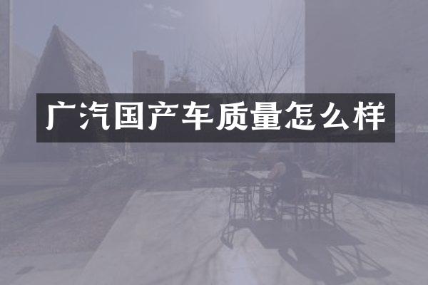 广汽国产车质量怎么样
