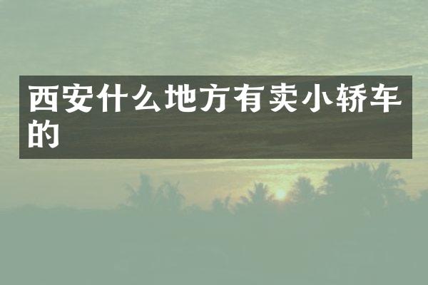 西安什么地方有卖小轿车的