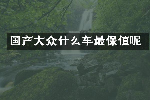 国产大众什么车最保值呢