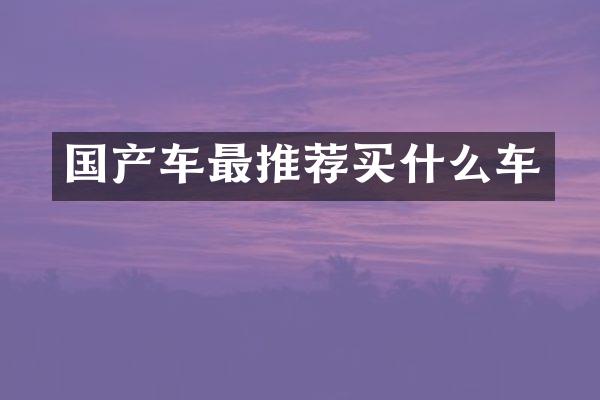国产车最推荐买什么车