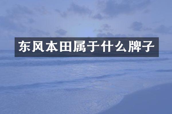 东风本田属于什么牌子