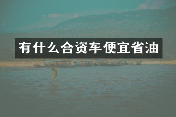 有什么合资车便宜省油
