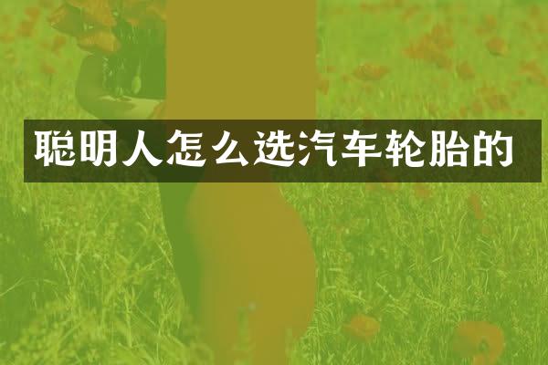 聪明人怎么选汽车轮胎的