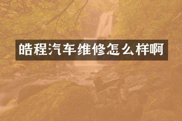 皓程汽车维修怎么样啊