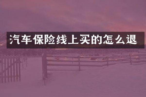 汽车保险线上买的怎么退