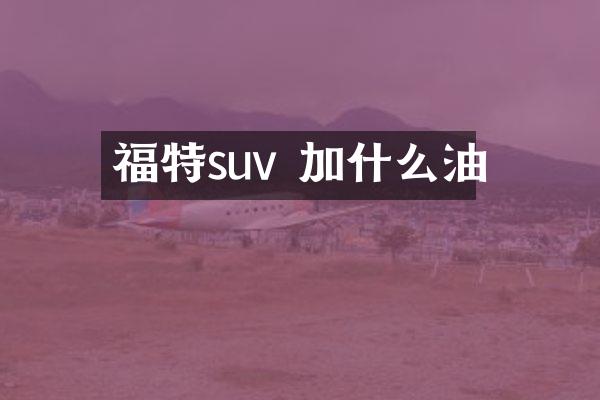 福特suv 加什么油