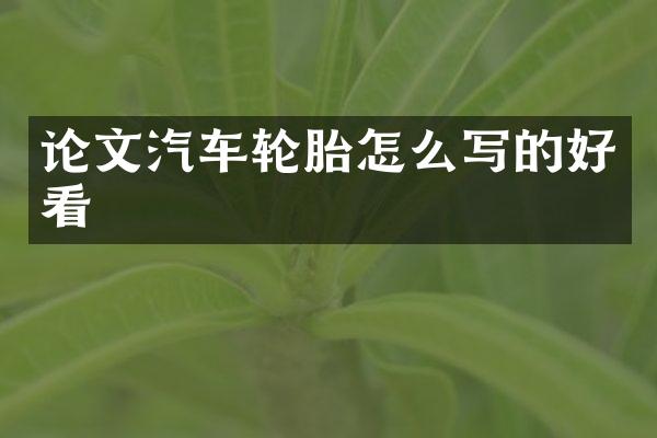 论文汽车轮胎怎么写的好看