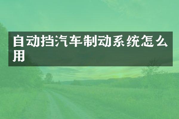 自动挡汽车制动系统怎么用