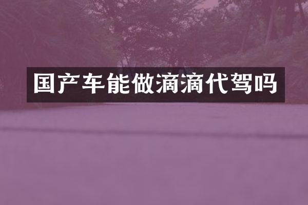 国产车能做滴滴代驾吗