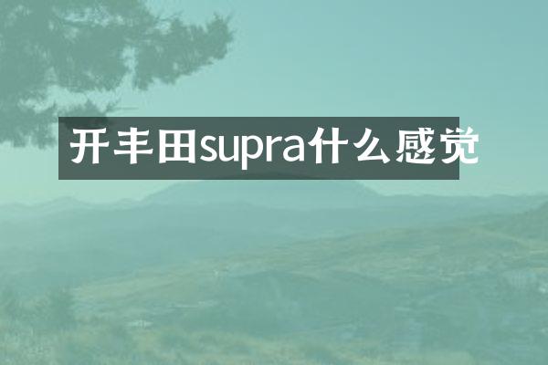 开丰田supra什么感觉