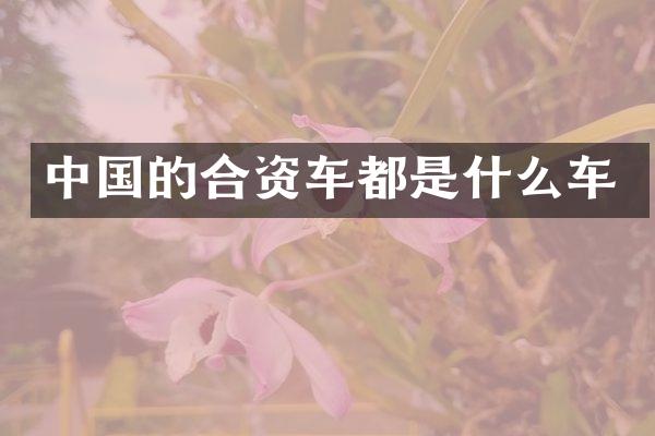中国的合资车都是什么车