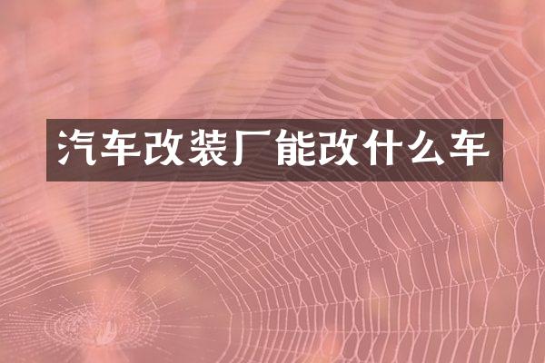 汽车改装厂能改什么车