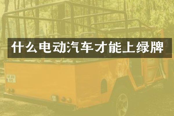什么电动汽车才能上绿牌