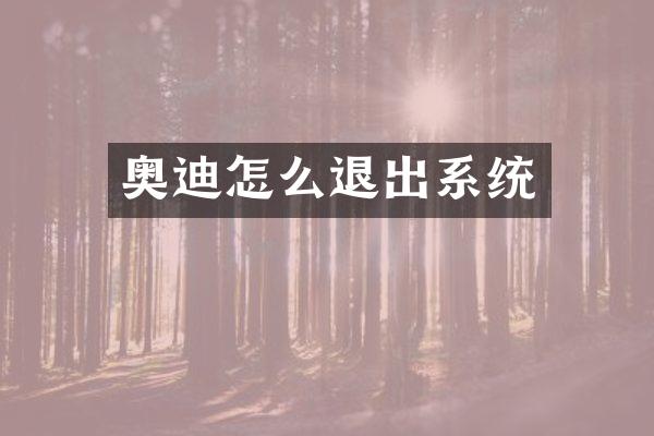 奥迪怎么退出系统