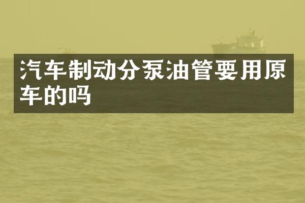 汽车制动分泵油管要用原车的吗