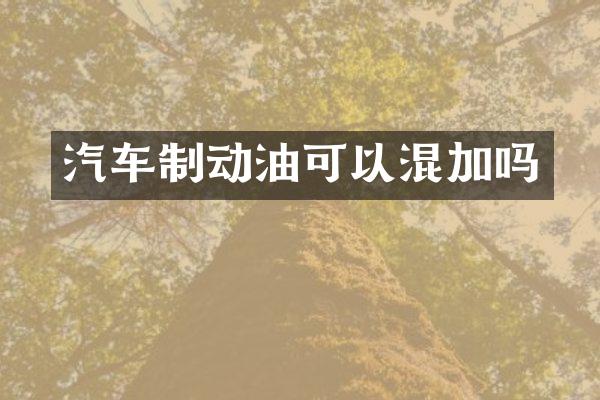 汽车制动油可以混加吗