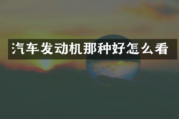 汽车发动机那种好怎么看