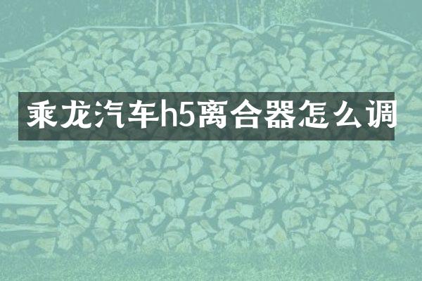 乘龙汽车h5离合器怎么调