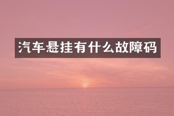 汽车悬挂有什么故障码