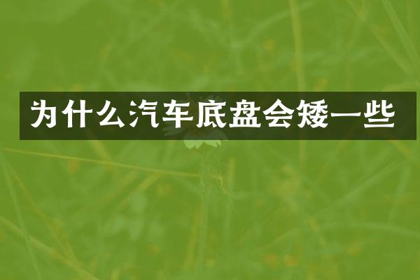 为什么汽车底盘会矮一些