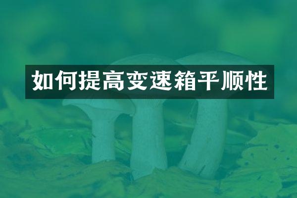如何提高变速箱平顺性