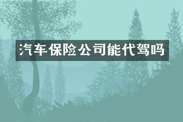 汽车保险公司能代驾吗