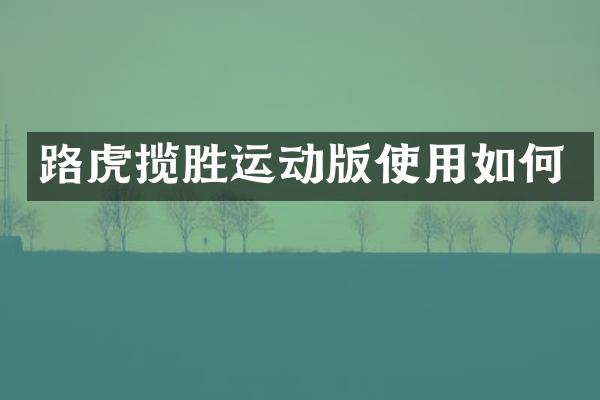路虎揽胜运动版使用如何