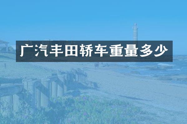 广汽丰田轿车重量多少