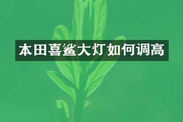 本田喜鲨大灯如何调高