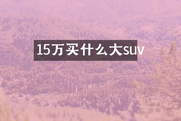 15万买什么大suv