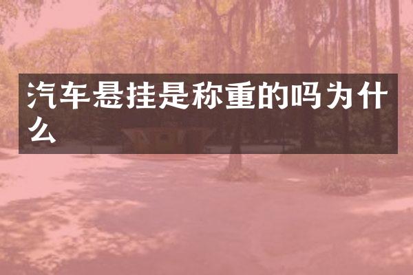 汽车悬挂是称重的吗为什么
