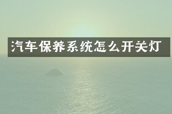 汽车保养系统怎么开关灯