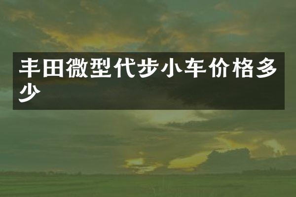 丰田微型代步小车价格多少