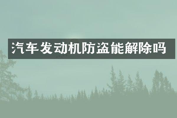 汽车发动机防盗能解除吗