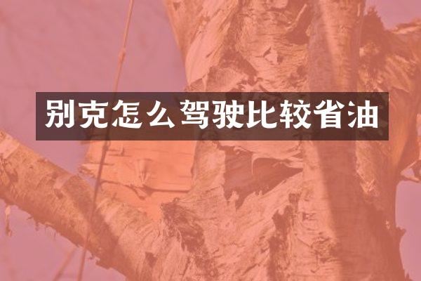 别克怎么驾驶比较省油