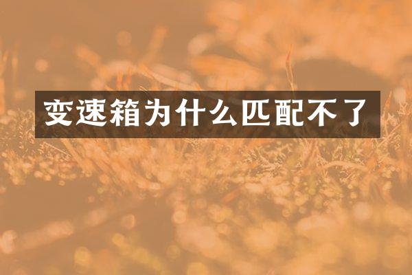 变速箱为什么匹配不了