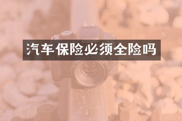 汽车保险必须全险吗