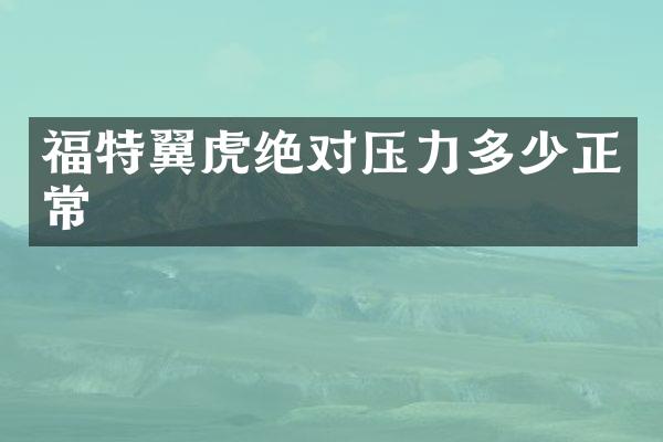 福特翼虎绝对压力多少正常