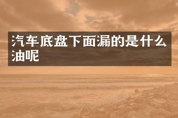 汽车底盘下面漏的是什么油呢