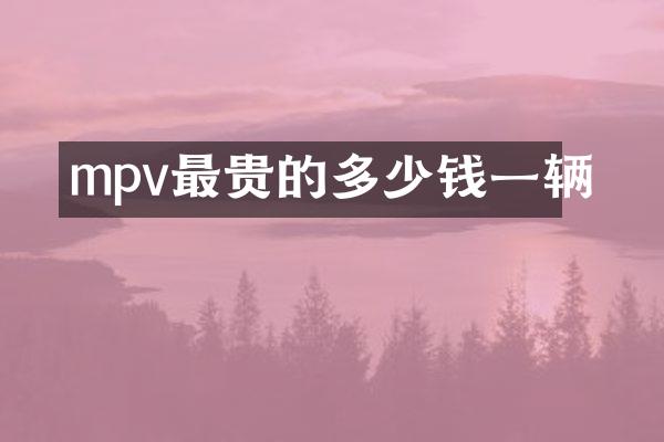 mpv最贵的多少钱一辆