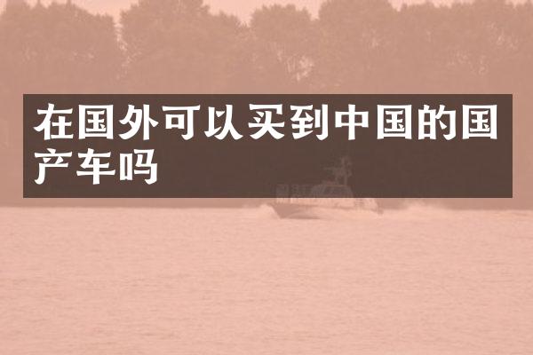 在国外可以买到中国的国产车吗