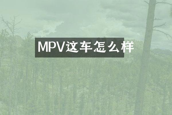 MPV这车怎么样