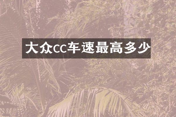 大众cc车速最高多少