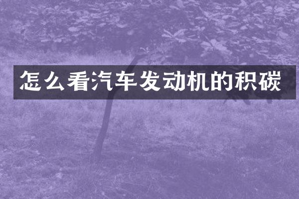 怎么看汽车发动机的积碳