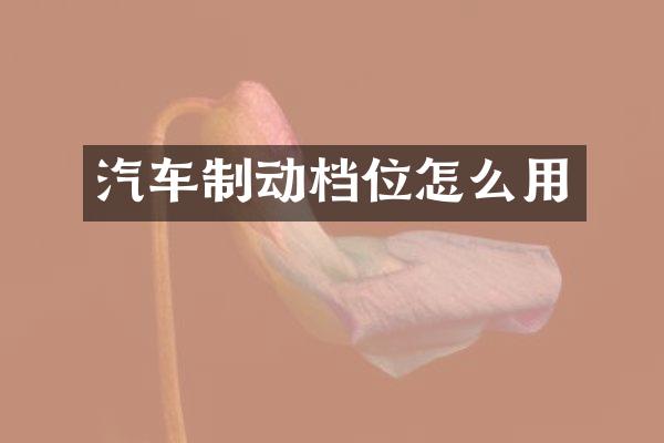 汽车制动档位怎么用