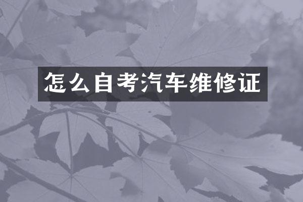 怎么自考汽车维修证