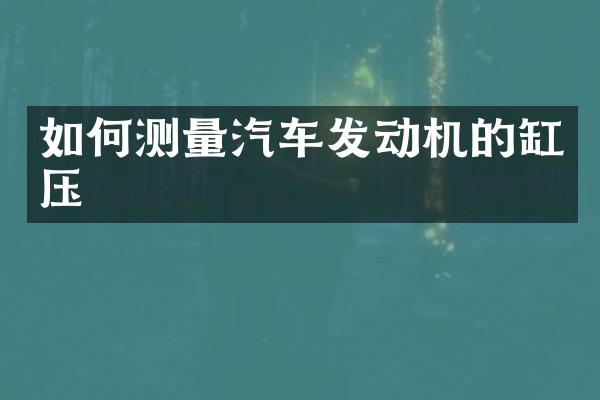 如何测量汽车发动机的缸压