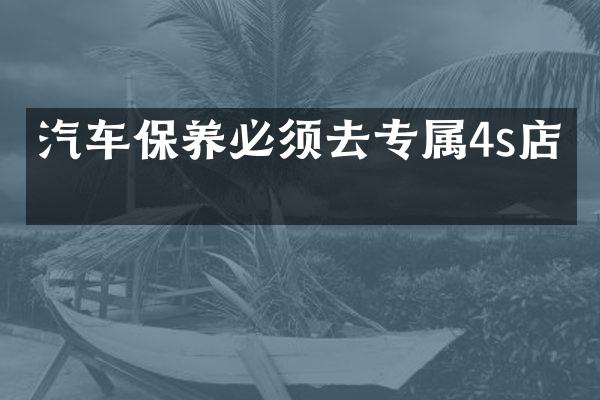 汽车保养必须去专属4s店吗